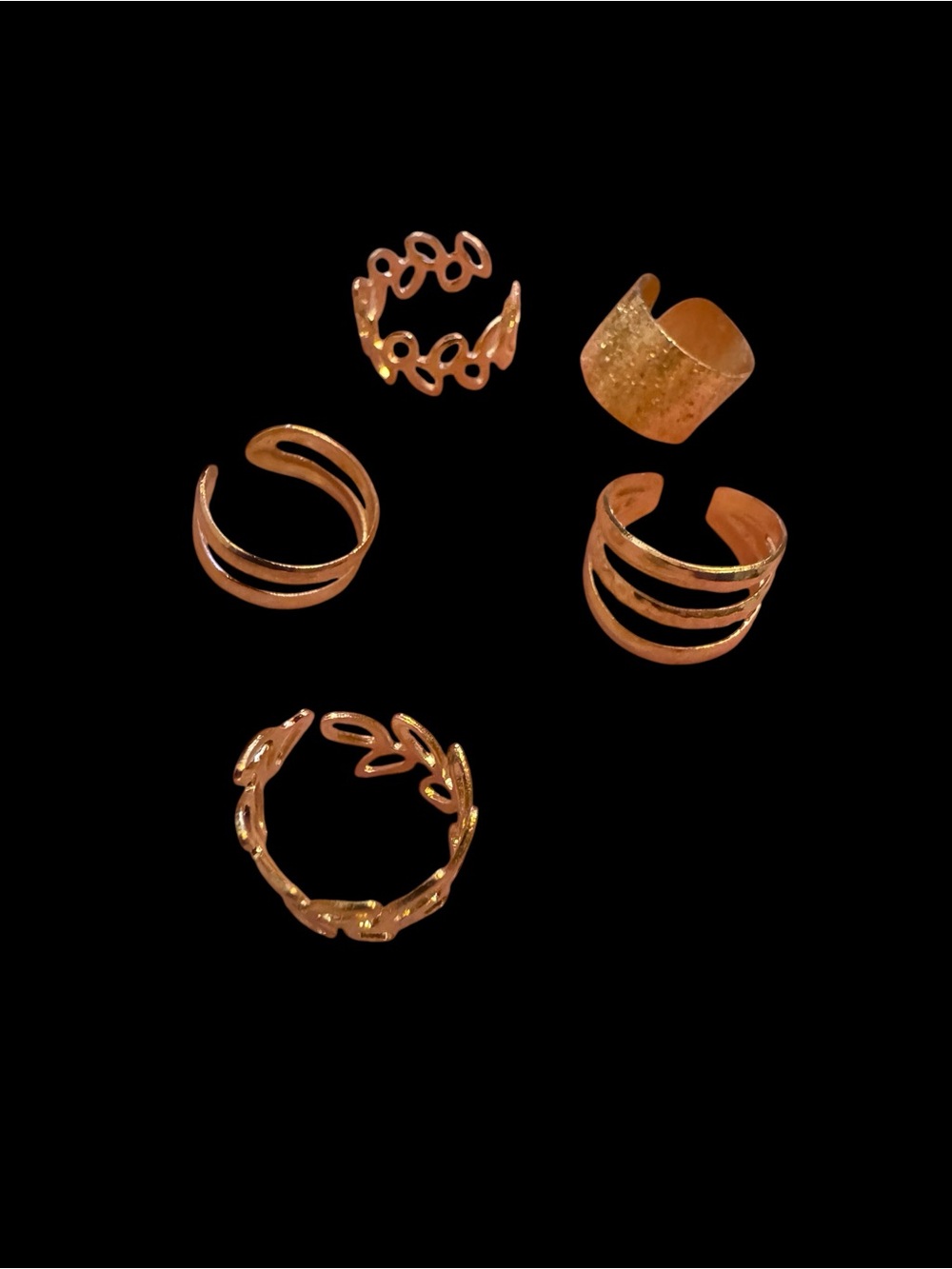 Set of 5 Gold Tone Ear Cuffs Mixed Openwork Stacked Minimalist